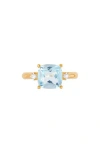 Frankie & Zoe 14k Yellow Gold Cushion Cut Swiss Blue Topaz & Diamond Ring In Gold