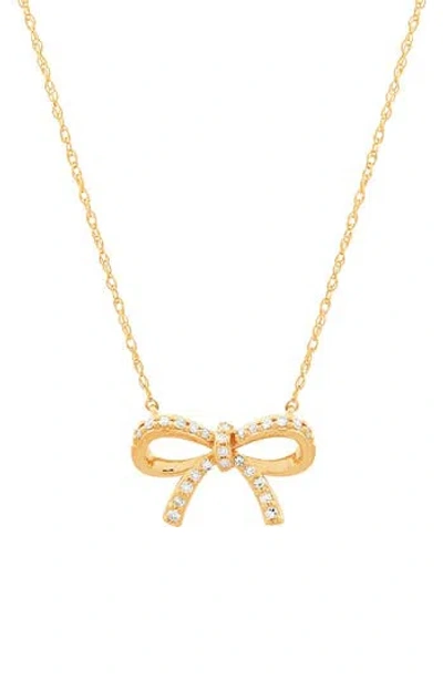 Frankie & Zoe 14k Yellow Gold Diamond Bow Pendant Necklace