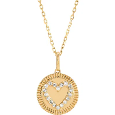 Frankie & Zoe 14k Yellow Gold Diamond Heart Medallion Pendant Necklace