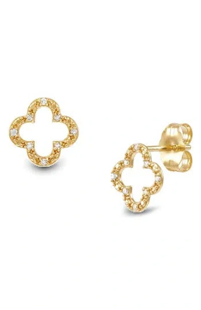 Frankie & Zoe 14k Yellow Gold Diamond Open Clover Stud Earrings