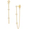 Frankie & Zoe 14k Yellow Gold Diamond Station Chain Front/back Earrings In Gold