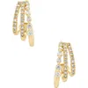 Frankie & Zoe 14k Yellow Gold Diamond Triple Row Huggie Hoop Earrings In Gold