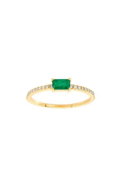 Frankie & Zoe 14k Yellow Gold Emerald & Diamond Stackable Ring