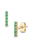 Frankie & Zoe 14k Yellow Gold Emerald Bar Stud Earrings In Yellow Gold