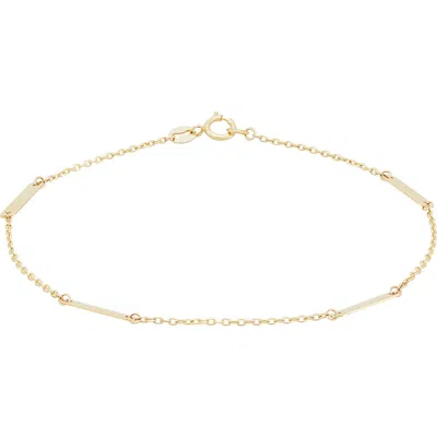 Frankie & Zoe 14k Yellow Gold Flat Bar Station Chain Bracelet
