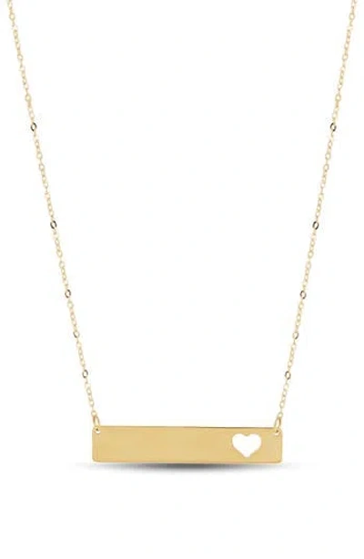 Frankie & Zoe 14k Yellow Gold Heart Cutout Bar Pendant Necklace