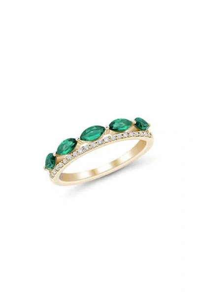 Frankie & Zoe 14k Yellow Gold Lab Grown Emerald & Diamond Ring