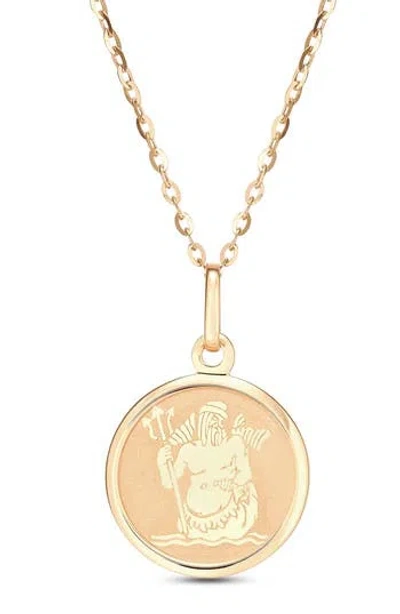 Frankie & Zoe 14k Yellow Gold Pisces Medallion Pendant Necklace