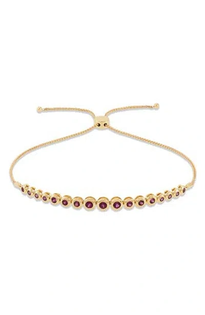 Frankie & Zoe 14k Yellow Gold Rhodolite Bolo Bracelet