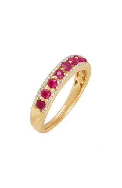 Frankie & Zoe 14k Yellow Gold Ruby & Diamond Band Ring In Yellow Gold/ruby