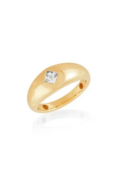 Frankie & Zoe 14k Yellow Gold White Topaz Dome Ring