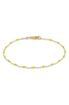 Frankie & Zoe 2.5mm Green Enamel Station Bracelet In Gold
