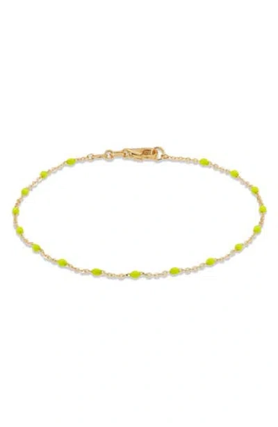 Frankie & Zoe 2.5mm Green Enamel Station Bracelet In Gold