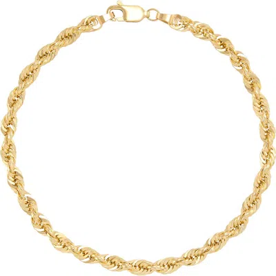 Frankie & Zoe 3.85mm Rope Chain Bracelet In Gold