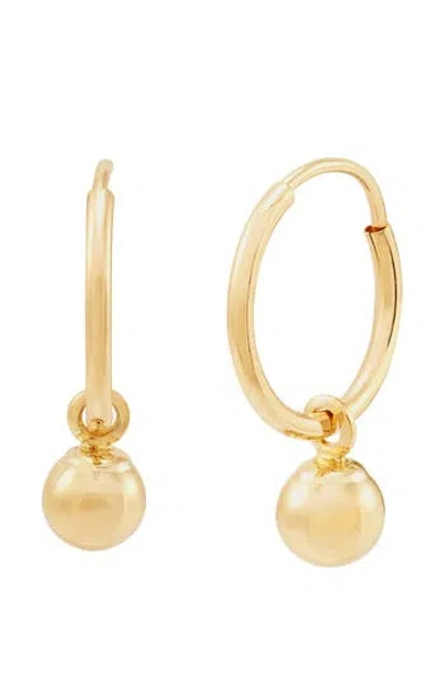 Frankie & Zoe 4mm Ball Drop Hoop Earrings In Gold