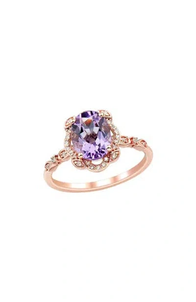 Frankie & Zoe Amethyst & Diamond Ring In Gold
