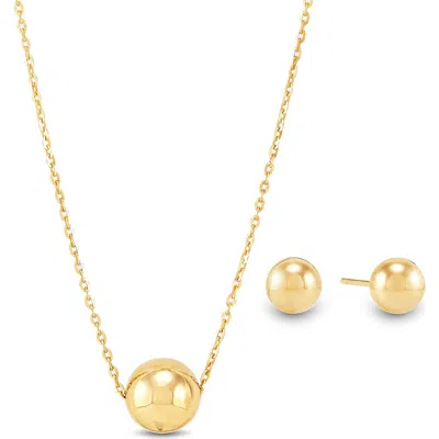Frankie & Zoe Ball Pendant Necklace & Stud Earrings Set In Gold