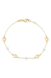 Frankie & Zoe Bead & Cultured Freshwater Pearl Station Bracelet In Gold