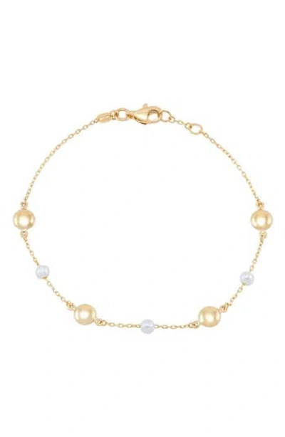 Frankie & Zoe Bead & Cultured Freshwater Pearl Station Bracelet In Gold