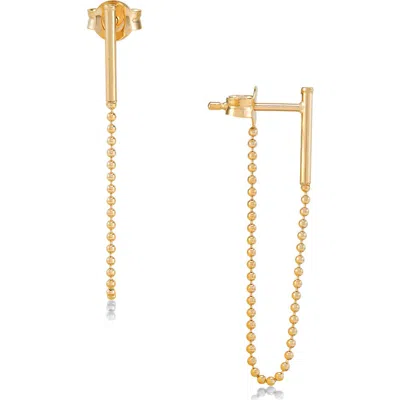 Frankie & Zoe Bead Chain Front/back Earrings In Gold