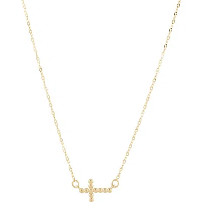 Frankie & Zoe Beaded Sideways Cross Pendant Necklace In Gold