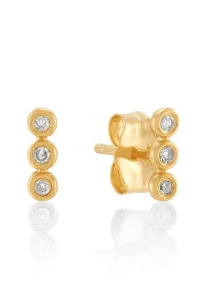 Frankie & Zoe Bezel Trio Diamond Stud Earrings In Gold