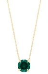 Frankie & Zoe Created Emerald Solitaire Pendant Necklace In Gold