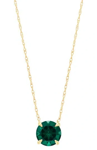 Frankie & Zoe Created Emerald Solitaire Pendant Necklace In Gold
