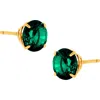 Frankie & Zoe Created Emerald Solitaire Stud Earrings In Gold