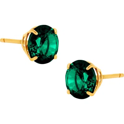 Frankie & Zoe Created Emerald Solitaire Stud Earrings In Gold