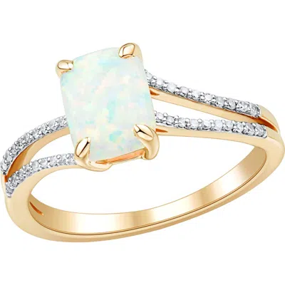 Frankie & Zoe Created Opal & Diamond Ring In Gold