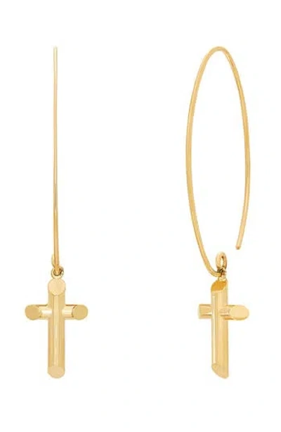 Frankie & Zoe Cross Threader Earrings In Gold