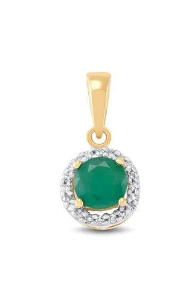 Frankie & Zoe Diamond & Emerald Pendant In Gold