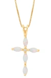 Frankie & Zoe Diamond & Opal Cross Pendant Necklace In Gold