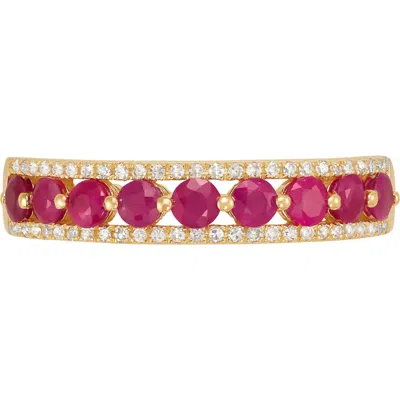 Frankie & Zoe Diamond & Ruby Band Ring In Multi