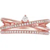 Frankie & Zoe Diamond Crisscross Ring In Gold