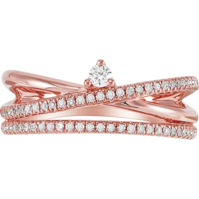 Frankie & Zoe Diamond Crisscross Ring In Gold