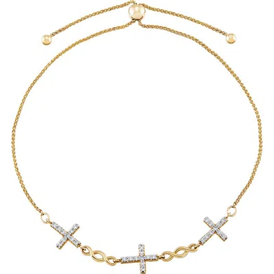 Frankie & Zoe Diamond Cross Bolo Bracelet In Gold