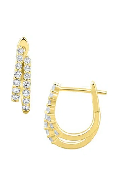 Frankie & Zoe Diamond Double Row Huggie Hoop Earrings In Gold