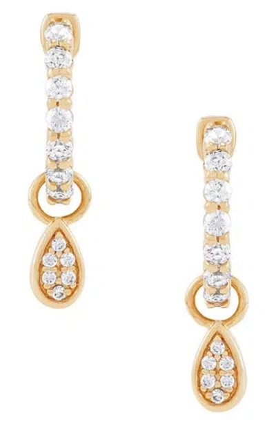 Frankie & Zoe Diamond Drop Huggie Hoop Earrings In Gold
