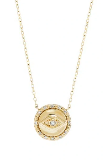 Frankie & Zoe Diamond Evil Eye Necklace In Gold