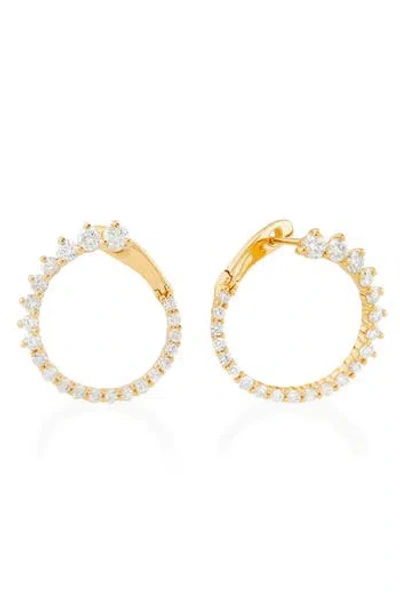 Frankie & Zoe Diamond Frontal Hoop Earrings In Gold