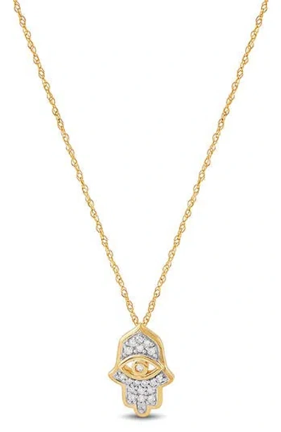 Frankie & Zoe Diamond Hamsa Hand Pendant Necklace In Gold