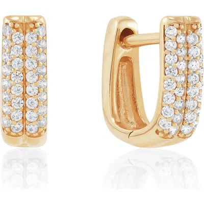 Frankie & Zoe Diamond Huggie Hoop Earrings In Gold