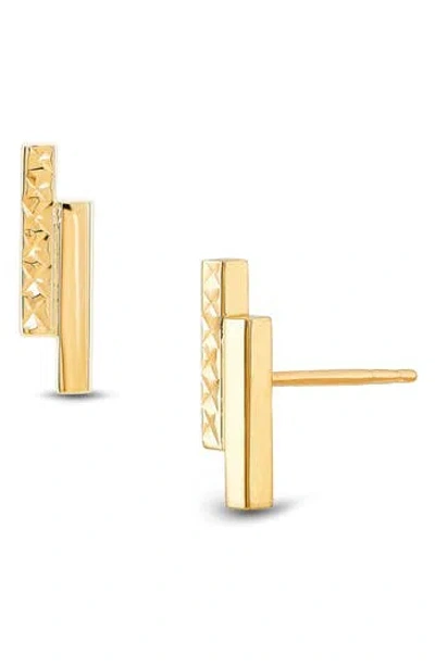 Frankie & Zoe Double Bar Stud Earrings In Gold