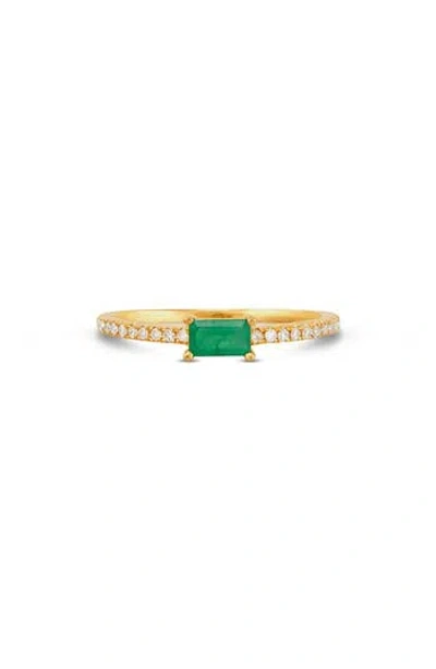Frankie & Zoe Emerald & Diamond Ring In Gold