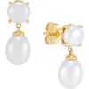 Frankie & Zoe Freshwater Pearl Drop Earrings In Yellow Gold/pearl