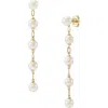 Frankie & Zoe Freshwater Pearl Linear Drop Earrings In Yellow Gold