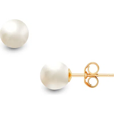 Frankie & Zoe Freshwater Pearl Stud Earrings In Gold
