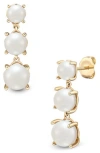 Frankie & Zoe Graduated Freshwater Pearl Drop Earrings In Yellow Gold/pearl